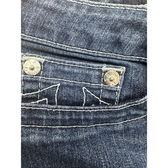 True Religion Legging Basic Overall Natural Low 9”Rise Dark Wash Retro Y2K Sz 32 - Picture 3 of 8